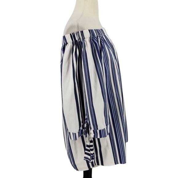 Per Se Off Shoulder Striped Cotton Top - Size Large - Resort Prep Beach - Picture 6 of 6